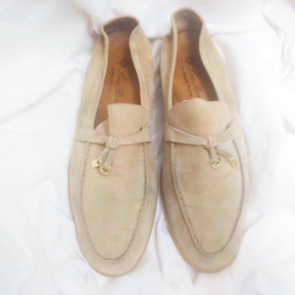 Loro Piana Summer Charm Walk Suede Leather Loafers Flats Womens Size 10